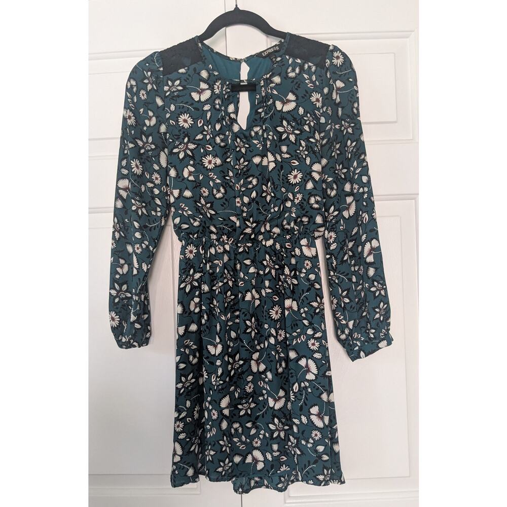 Express Teal Dark Floral Dress
